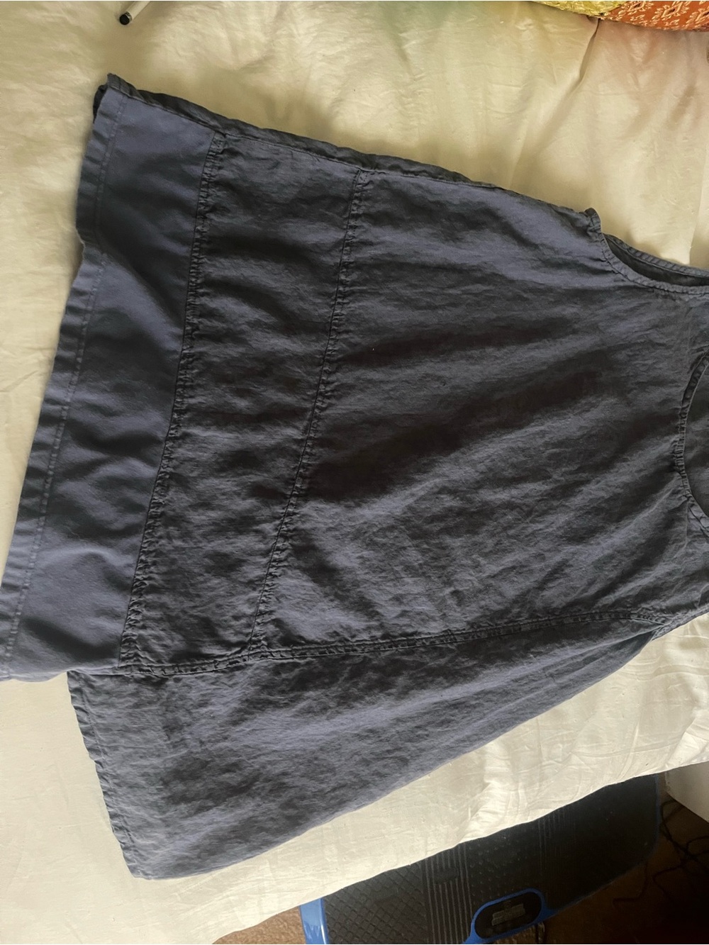 FLAX design Sleeveless Washed Indigo blue medium Linen Tunic Top - Picture 9 of 12